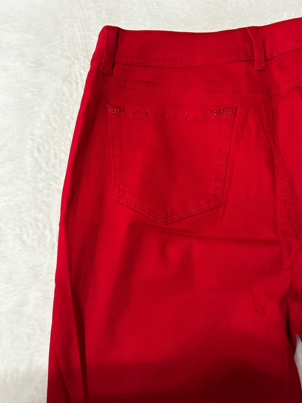 Women's Red Stretch Bermuda Shorts with bling